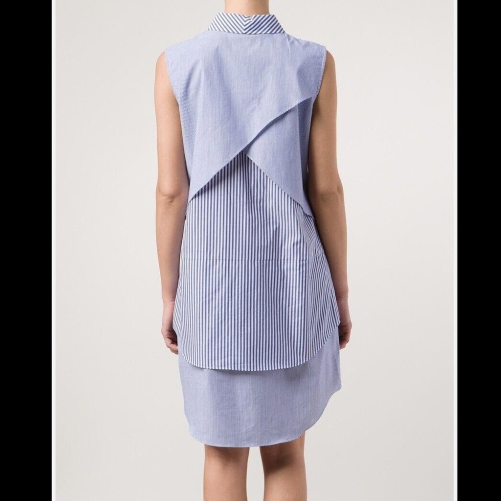 Derek Lam 10 Crosby Cotton Striped Sleeveless Shirt Dress Blue White 2